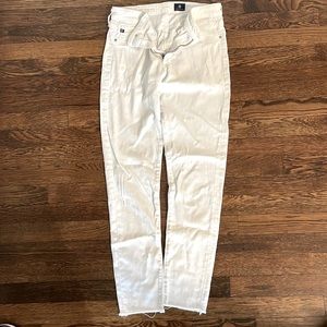 AG Farrah Skinny Ankle White Jean Raw Hem